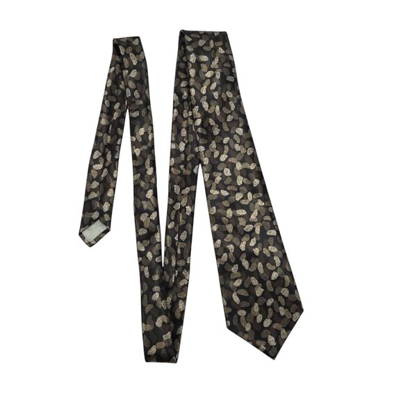 Prince Gino Woven In Italy Mens Tie Gold Brown Abstract Pattern - Picture 2 of 4